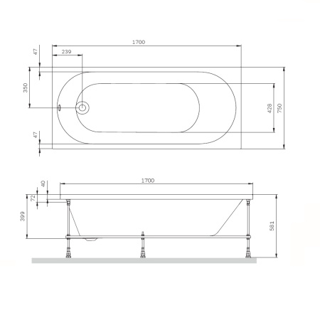 Ванна акриловая 170х70 см Am.Pm X-Joy (W94A-170-070W-A1)