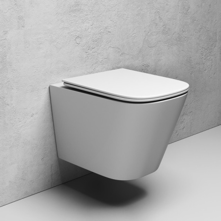 Подвесной безободковый унитаз ABELSBERG Object Ceramic (OBC80901WH) TornadoFlush и ультратонким сиденьем OneClick