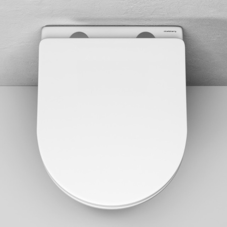 Подвесной безободковый унитаз ABELSBERG Element Ceramic (ELC70701WH) TornadoFlush и ультратонким сиденьем OneClick
