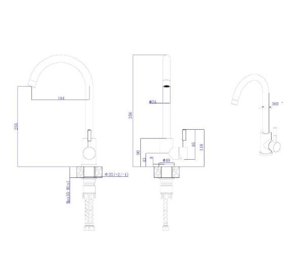 Смеситель для кухни RUSH Melos (SUS1101-22) сатин