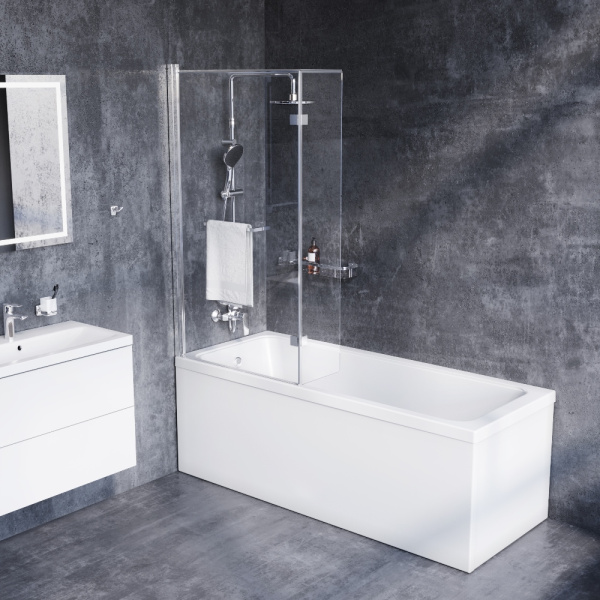 Душевая шторка на ванну 80х150 см Damixa Skyline (DX35WBS-D7W1-150MT ) с полотенцедержателем