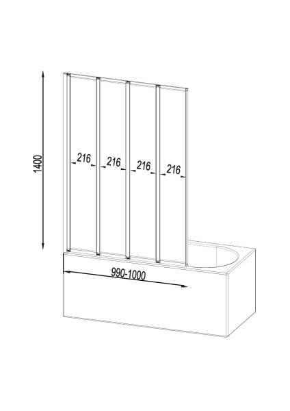 Шторка на ванну 100х140 см Am.Pm Like (W80BS-100-140CT)