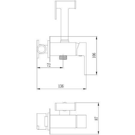 Смеситель для биде Haiba (HB5511-4) с гигиеническим душем, бронзовый