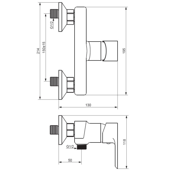 Смеситель для душа DAMIXA Apollo (472000300) без излива, черный