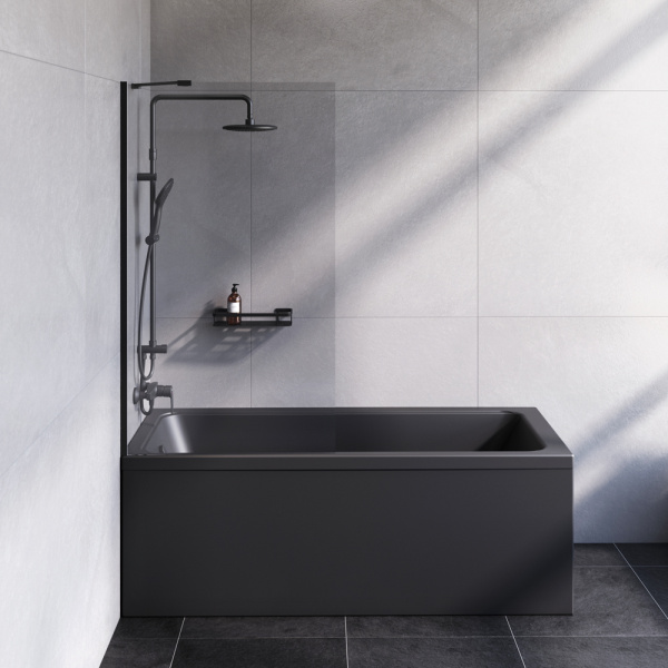 Душевая шторка на ванну 80х140, прозрачная Am.Pm Gem (W90BS-080-140BT) черная