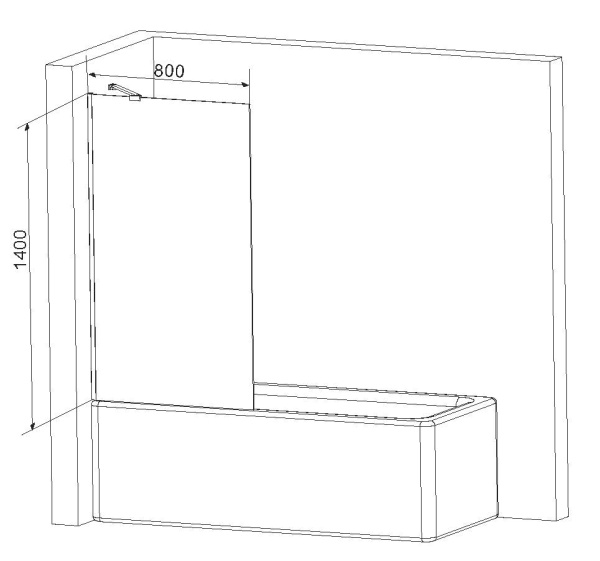Шторка на ванну 80х140 см Am.Pm Gem (W90BS-080-140CM)