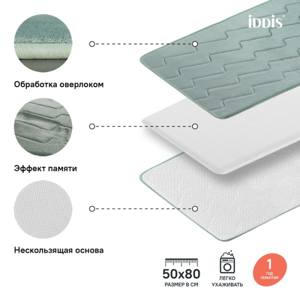 Коврик для ванны, 50*80 см, IDDIS Basic (B22P580i12),  с запоминающей пеной