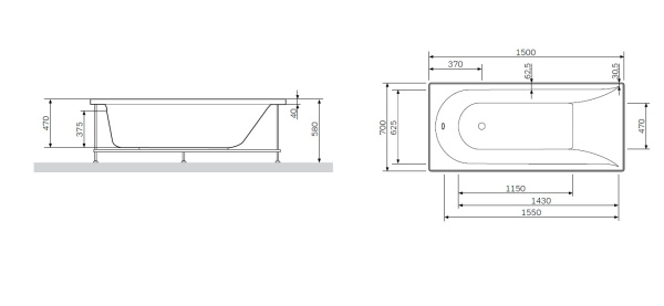 Ванна акриловая150x70 Am.Pm Spirit (W72A-150-070W-A2)