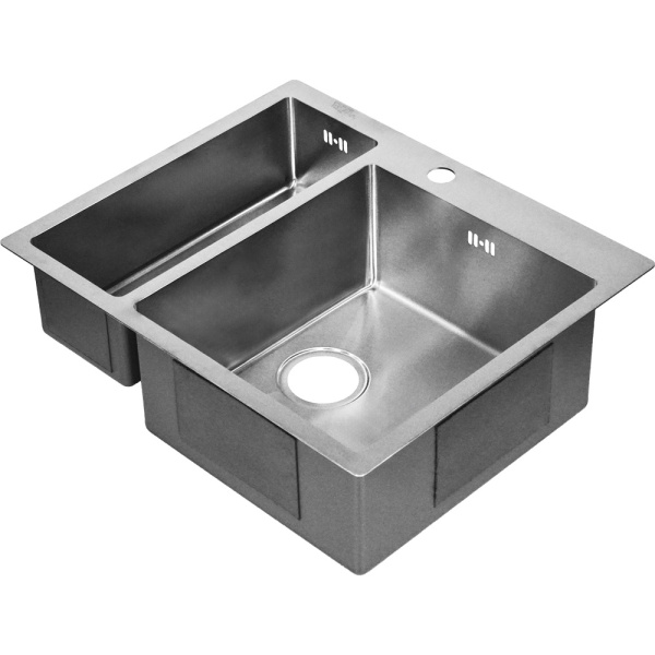 Мойка кухонная врезная 61х51 см MELANA Profline (MLN-RS6151HR) с двумя чашами, правосторонняя