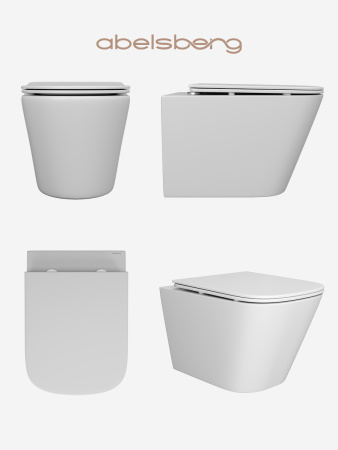 Подвесной безободковый унитаз ABELSBERG Object Ceramic (OBC80901WH) TornadoFlush и ультратонким сиденьем OneClick