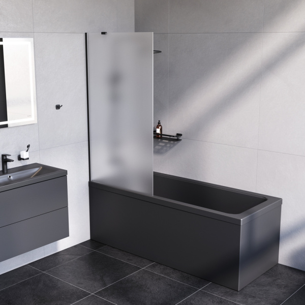 Душевая шторка на ванну 80х140, матовая Am.Pm Gem (W90BS-080-140BM) черная