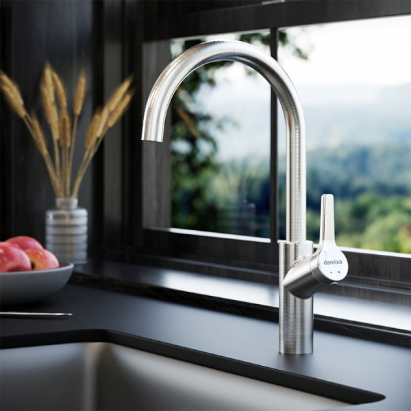 Смеситель для кухни DAMIXA Eclipse (310720400) с поворотным изливом, никель