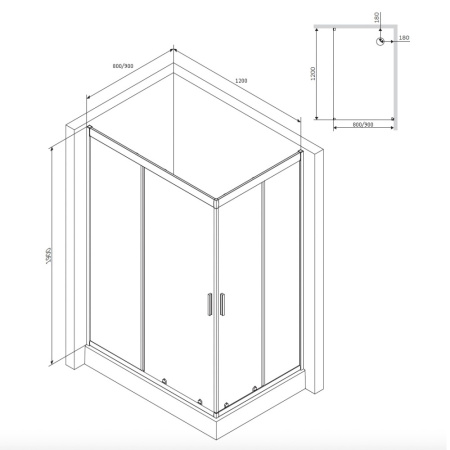Душевое ограждение 120x90 см Am.Pm Gem (W90G-404-120290-MT), без поддона